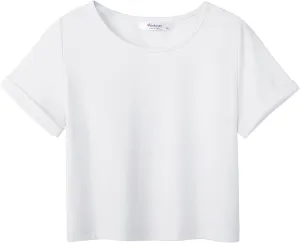 Arshiner Girls Crop Tops Short Sleeve Tie Dye Summer T Shirt Crewneck Rolled Cuffs Fashion Shirts Tee