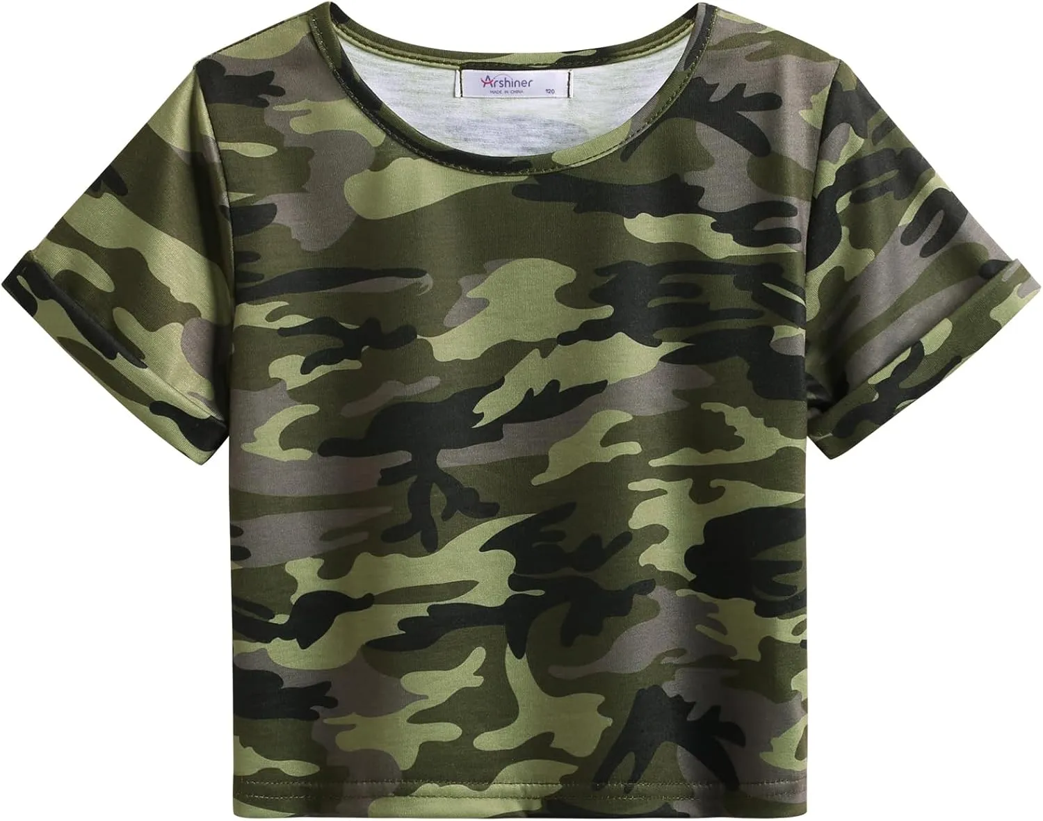 Arshiner Girls Crop Tops Short Sleeve Tie Dye Summer T Shirt Crewneck Rolled Cuffs Fashion Shirts Tee