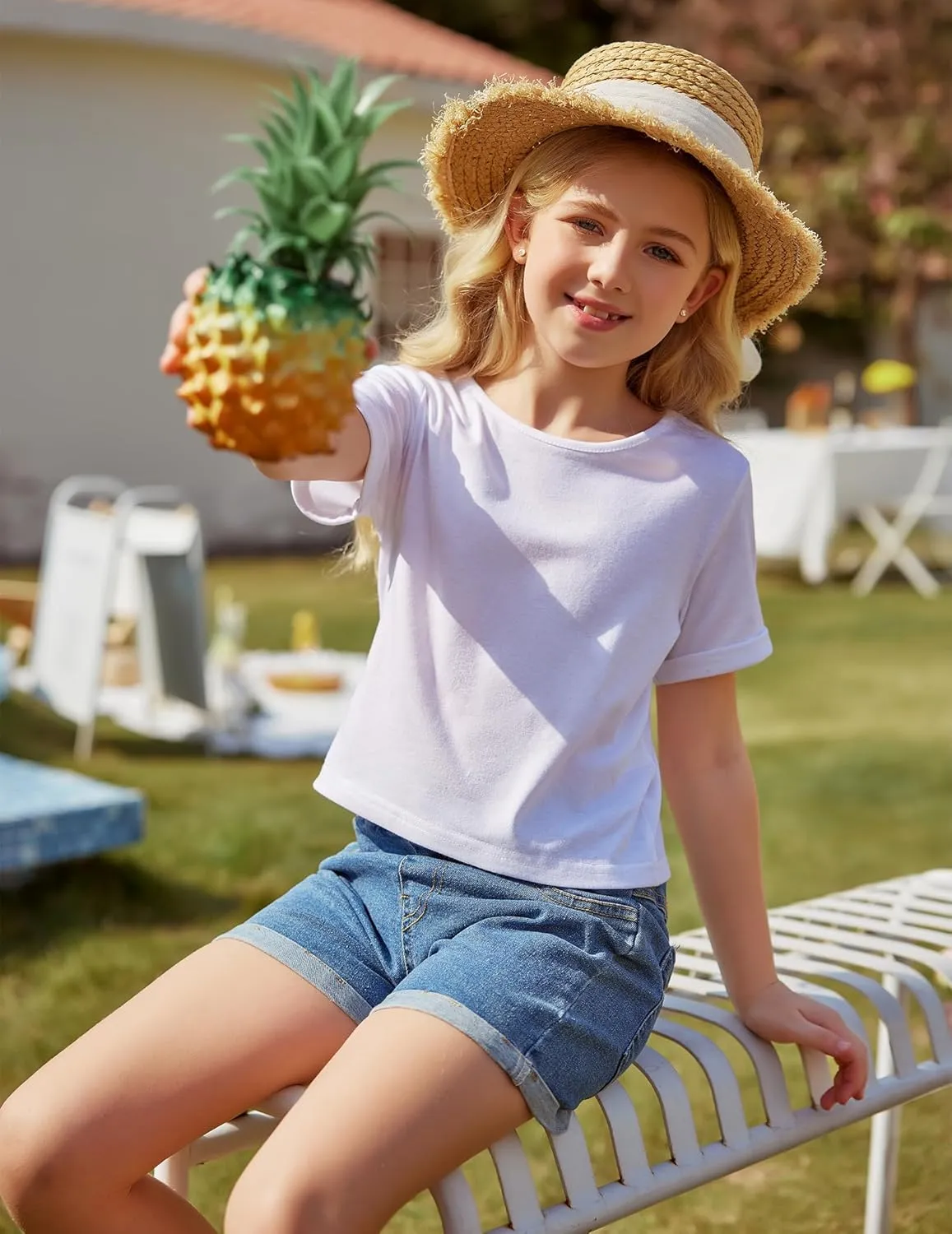 Arshiner Girls Crop Tops Short Sleeve Tie Dye Summer T Shirt Crewneck Rolled Cuffs Fashion Shirts Tee
