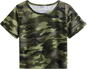 Arshiner Girls Crop Tops Short Sleeve Tie Dye Summer T Shirt Crewneck Rolled Cuffs Fashion Shirts Tee