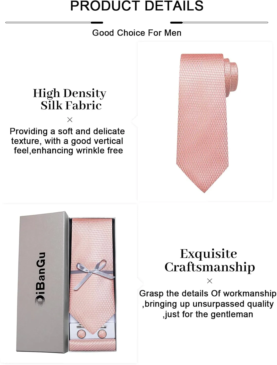 DiBanGu Plaid Ties for Men Silk Checkered Necktie and Pocket Square Cufflinks Tie Clip Set with Gift Box for Wedding Business