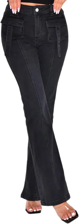 Women's Casual Denim Jeans Skinny Straight Leg High Waist Stretchy Denim Pants
