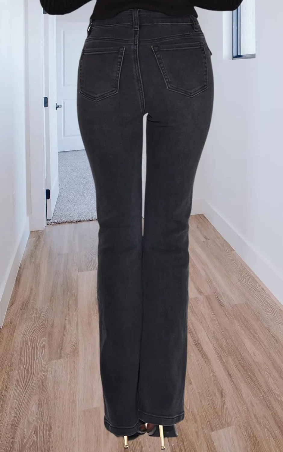 Women's Casual Denim Jeans Skinny Straight Leg High Waist Stretchy Denim Pants