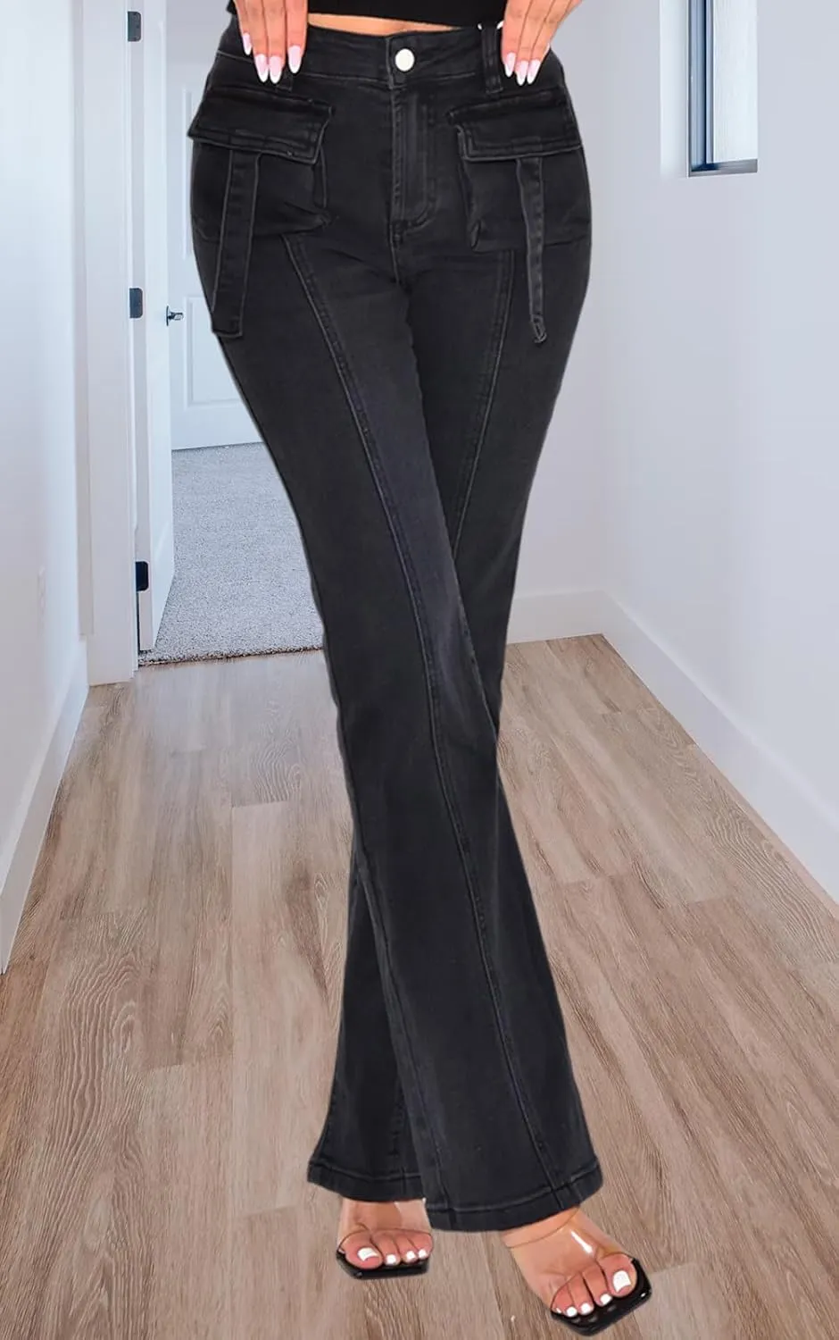 Women's Casual Denim Jeans Skinny Straight Leg High Waist Stretchy Denim Pants