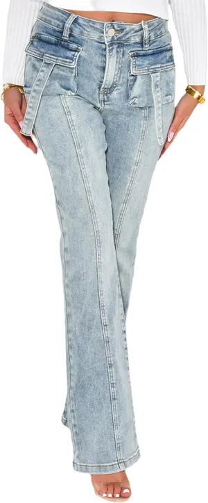 Women's Casual Denim Jeans Skinny Straight Leg High Waist Stretchy Denim Pants