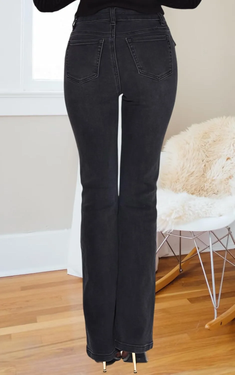 Women's Casual Denim Jeans Skinny Straight Leg High Waist Stretchy Denim Pants