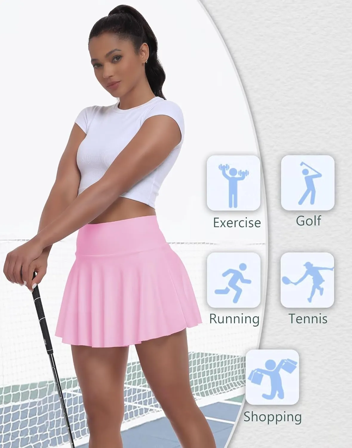 Womens Tennis Skirt with Built-in Shorts High Waisted Pleated Golf Skirts for Women Skater Uniform Cheer Skirt